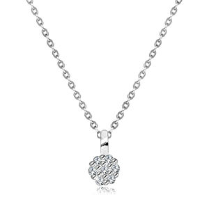 Briliantový náhrdelník z bieleho 9K zlata - tenká retiazka, krúžok zdobený diamantmi