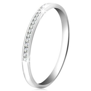 Briliantový prsteň z bieleho 14K zlata - ligotavá línia drobných čírych diamantov - Veľkosť: 58 mm