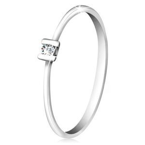 Briliantový prsteň z bieleho zlata 585 - trblietavý číry diamant uchytený paličkami - Veľkosť: 52 mm