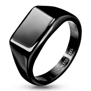 Čierny prsteň z nehrdzavejúcej ocele 316L - obdĺžnik, hladký povrch, PVD - Veľkosť: 54 mm