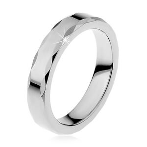 Dámsky wolfrámový prsteň so stužkovým okrajom - Veľkosť: 55 mm