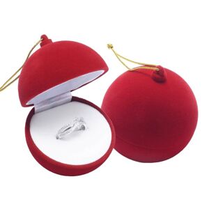 Darčeková krabička na náušnice a prsteň - červená vianočná guľa, závesná
