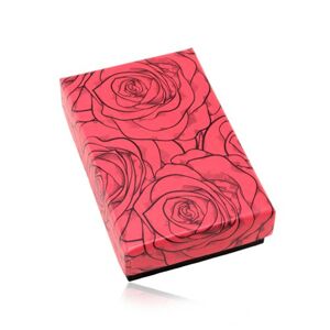 Darčeková krabička na set alebo náhrdelník, červeno-čierna kombinácia, ruže