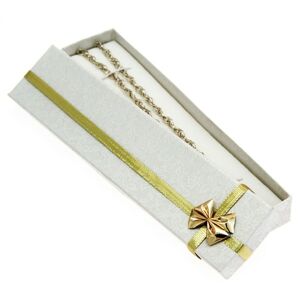 Darčeková krabička - podlhovastá, stuha s mašľou zlatej farby