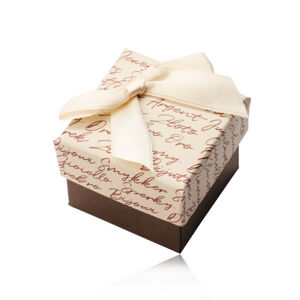Darčeková krabička s mašľou na náušnice alebo prsteň - béžovo-hnedá kombinácia, text