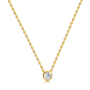 Diamantový náhrdelník zo 14K zlata - malá objímka, okrúhly briliant, tenká retiazka