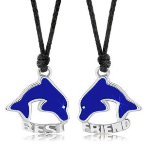 Dva náhrdelníky pre priateľov, modré priehľadné delfíny, BEST FRIEND