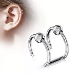Fake piercing do ucha z chirurgickej ocele - dva krúžky s guličkami