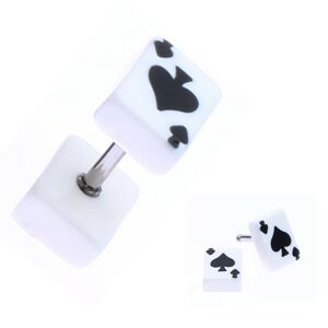 Fake plug z akrylu s hracou kartou - symbol piky