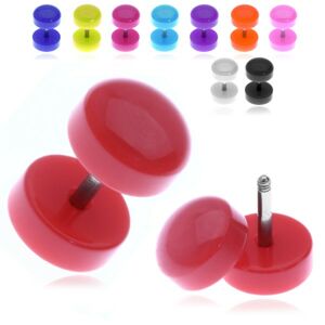 Farebný falošný plug s lesklým zaobleným kolieskom - Farba piercing: Červená