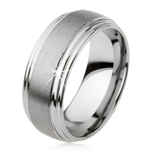 Hladký tungstenový prsteň, jemne vypuklý, matný povrch, strieborná farba - Veľkosť: 59 mm