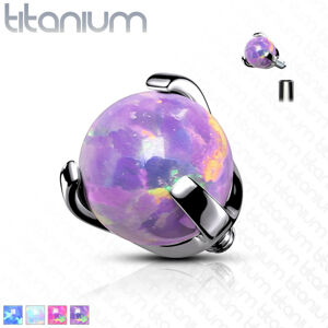 Hlavička z titánu, gulička v puzdre, syntetický opál, závit, rôzne farby, 3 mm - Farba piercing: Biela