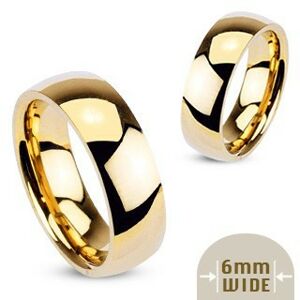 Kovový prsteň - hladká lesklá obrúčka zlatej farby  - Veľkosť: 48 mm