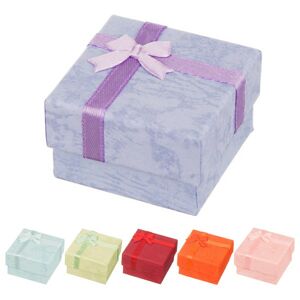 Krabička na náušnice - mramorované pastelové odtiene s mašličkou - Farba: Ružová