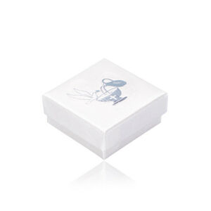 Lesklá darčeková krabička perleťovobielej farby - kalich, džbán, holubica, strieborné farebné prevedenie