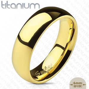 Lesklá obrúčka z titánu zlatej farby s hladkým vypuklým povrchom, 6 mm - Veľkosť: 59 mm