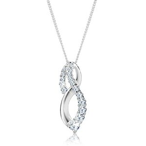 Lesklý náhrdelník - zatočená osmička s trblietavými zirkónmi, striebro 925