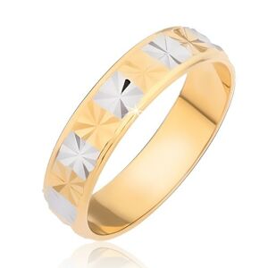 Lesklý prsteň - obdĺžniky s diamantovým rezom - Veľkosť: 60 mm