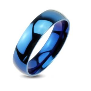 Modrá kovová obrúčka - hladký prsteň so zrkadlovým leskom - Veľkosť: 60 mm