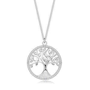 Náhrdelník zo striebra 925, nastaviteľný - diamanty, strom života v kruhu
