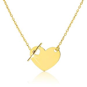 Náhrdelník zo žltého zlata 375 - pravidelné srdce so srdiečkovým výrezom a palička