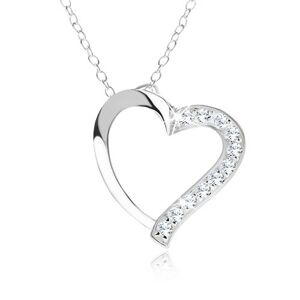 Nastaviteľný náhrdelník - striebro 925, retiazka, obrys srdca, číre zirkóniky