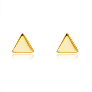 Náušnice zo žltého 9K zlata - lesklé zahnuté rovnostranné trojuholníky