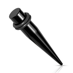 Oceľový 316L expander do ucha - čierna farba, dve gumičky, PVD úprava - Hrúbka: 5 mm