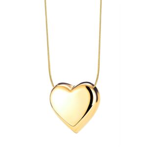 Oceľový náhrdelník v zlatej farbe - veľké vypuklé srdce, retiazka s hadím vzorom