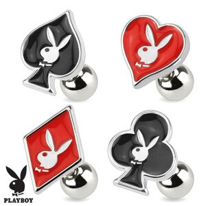 Oceľový piercing do tragusu, symboly hracích kariet, Playboy - Symbol: Srdce