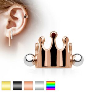 Oceľový piercing do ucha, kráľovská korunka, činka s guličkami, rôzne farby - Farba piercing: Strieborná