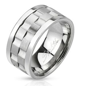 Oceľový prsteň - dve matné točiace sa obruče so žliabkami - Veľkosť: 65 mm