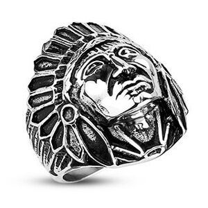 Oceľový prsteň- indián Apač, čierna patina - Veľkosť: 73 mm
