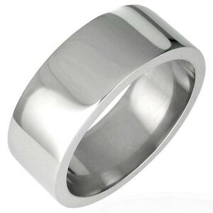 Oceľový prsteň lesklý, rovný s hranou 8 mm - Veľkosť: 56 mm