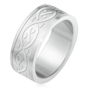 Oceľový prsteň, matný gravírovaný pás s keltským motívom - Veľkosť: 64 mm