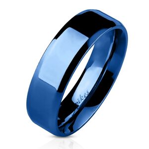 Oceľový prsteň - modrá plochá obrúčka, 6 mm - Veľkosť: 52 mm
