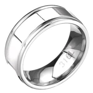 Oceľový prsteň - obrúčka s dvomi zárezmi po okrajoch, plochá - Veľkosť: 59 mm