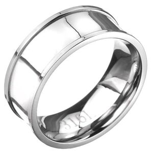 Oceľový prsteň - obrúčka striebornej farby s vyvýšeným lemom - Veľkosť: 67 mm