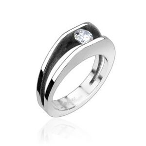 Oceľový prsteň s 5 mm zirkónom - Veľkosť: 57 mm