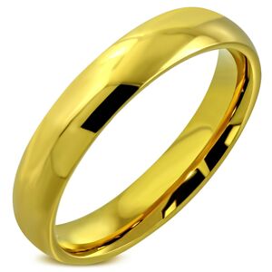 Oceľový prsteň s lesklým hladkým povrchom zlatej farby, 4 mm - Veľkosť: 55 mm