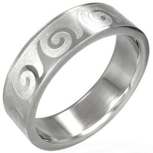 Oceľový prsteň s motívom vlnka - Veľkosť: 56 mm