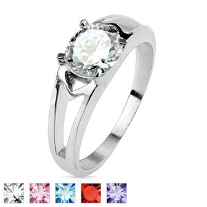 Oceľový prsteň s ozdobnými výrezmi a zirkónom - Veľkosť: 57 mm, Farba: Ružová