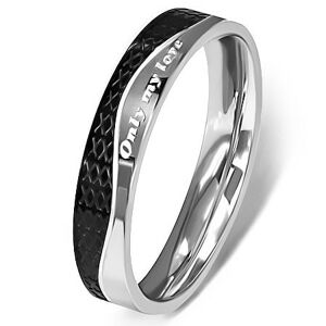 Oceľový prsteň - strieborná a čierna farba, vlnovka - Veľkosť: 54 mm