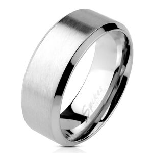 Oceľový prsteň striebornej farby - matný pásik uprostred, lesklé línie po okrajoch, 4 mm - Veľkosť: 52 mm