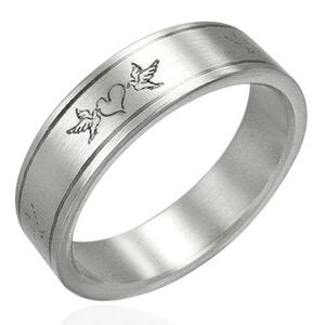 Oceľový prsteň- zamilované holuby - Veľkosť: 52 mm