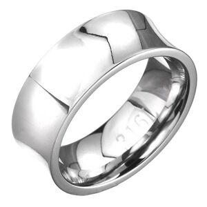 Oceľový prsteň - zrkadlovo lesklý s priehlbinou, striebornej farby - Veľkosť: 60 mm
