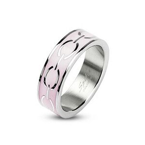 Oceľový prstienok - ružový stred, krúžky - Veľkosť: 49 mm