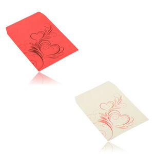 Papierová darčeková obálka menšieho formátu - motív srdiečkového ornamentu - Farba: Červená
