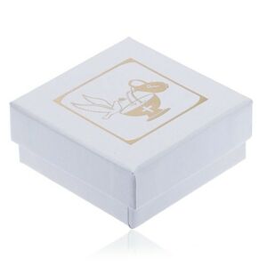 Perleťovobiela krabička na náušnice, džbán, kalich a holubica zlatej farby