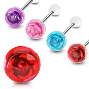 Piercing do jazyka ruža - Farba piercing: Ružová